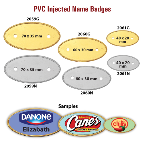 Name Tags Oval Shape in PVC Injected